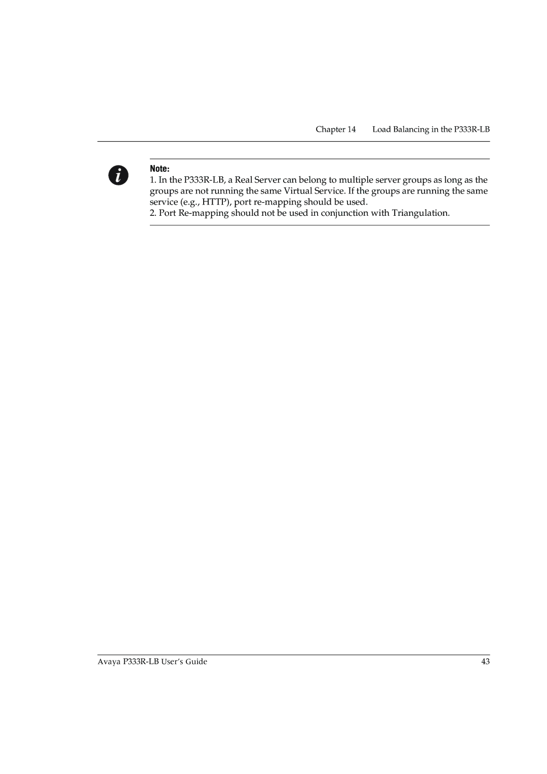 Avaya manual Load Balancing in the P333R-LB 