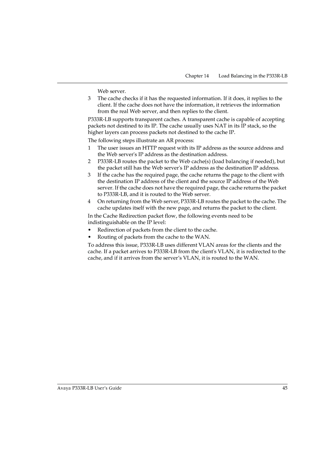 Avaya manual Load Balancing in the P333R-LB 