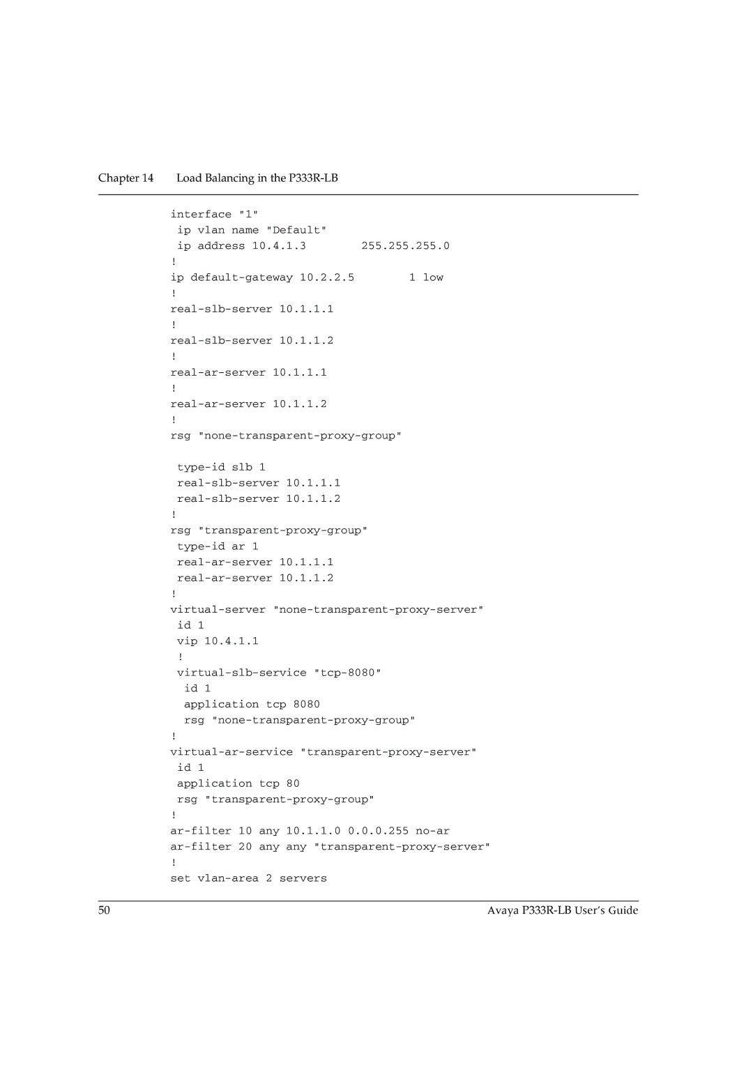 Avaya manual Load Balancing in the P333R-LB 