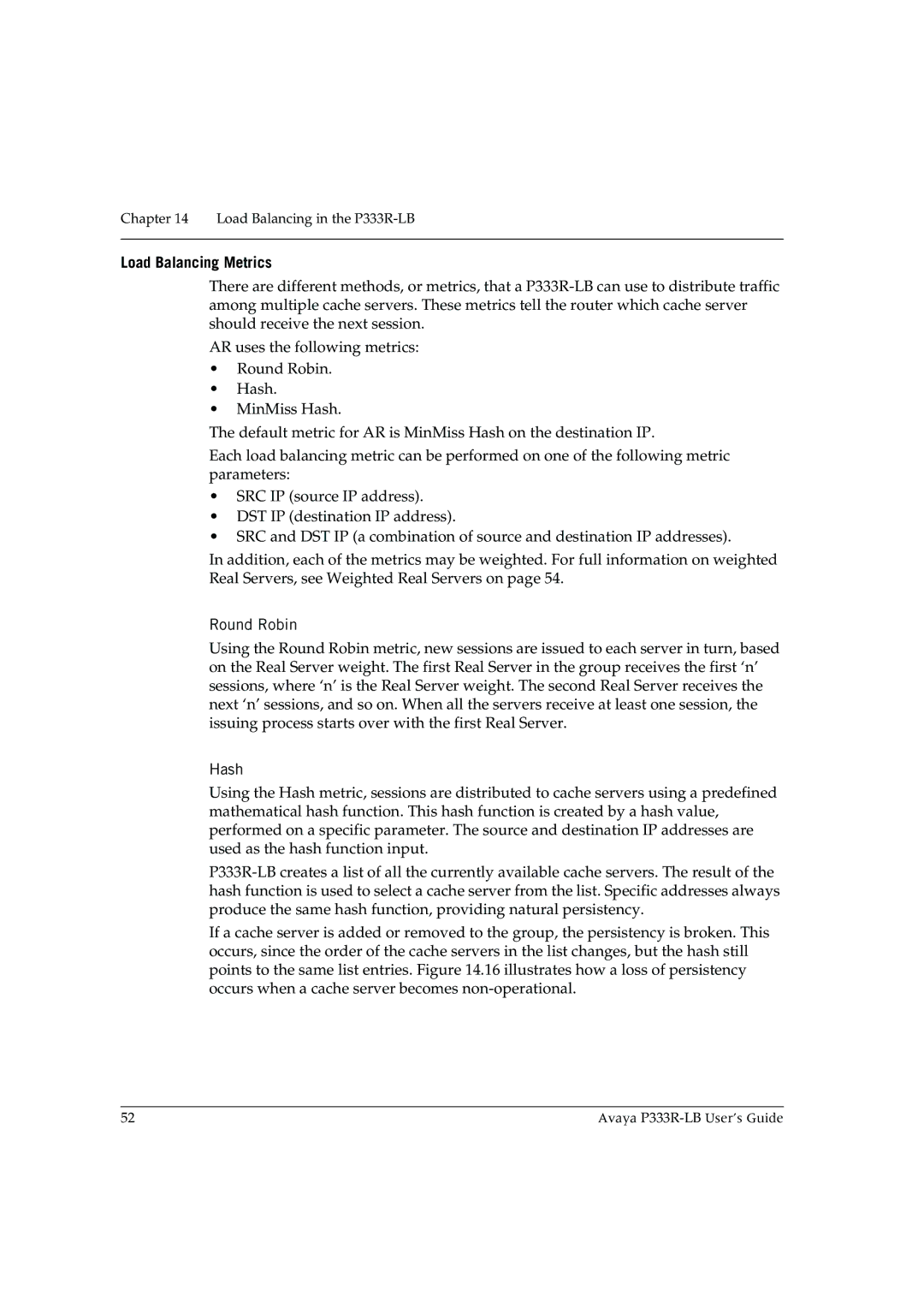 Avaya P333R-LB manual Load Balancing Metrics 