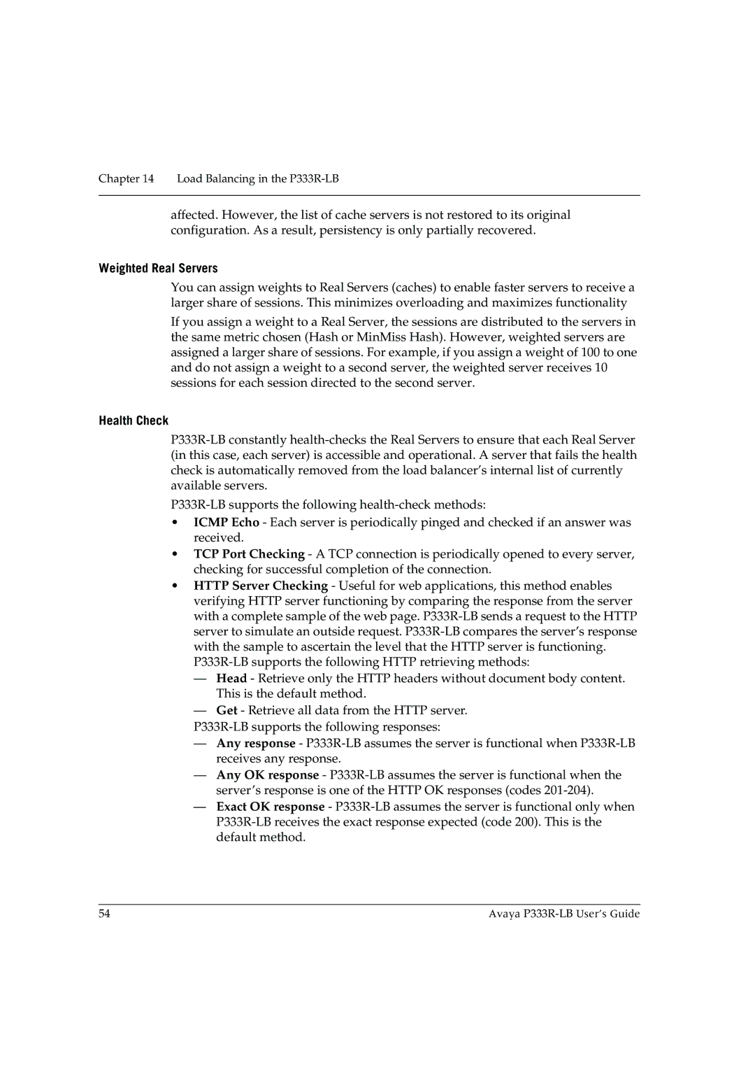 Avaya P333R-LB manual Weighted Real Servers 