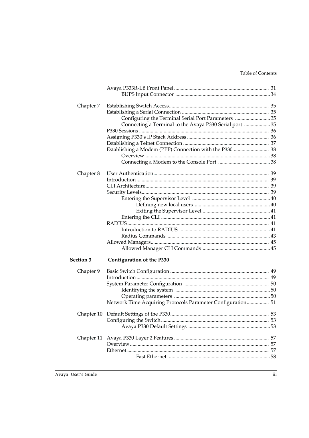 Avaya P333R-LB manual Section Configuration of the P330 