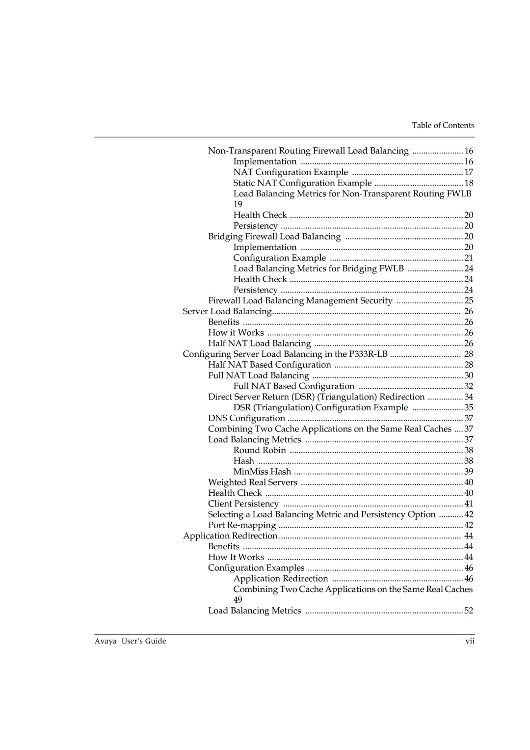 Avaya P333R-LB manual Avaya User’s Guide Vii 