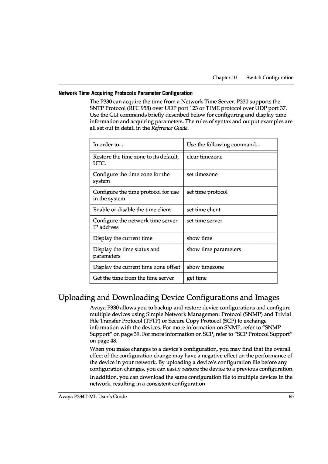 Avaya P3343T-ML manual Uploading and Downloading Device Configurations and Images 