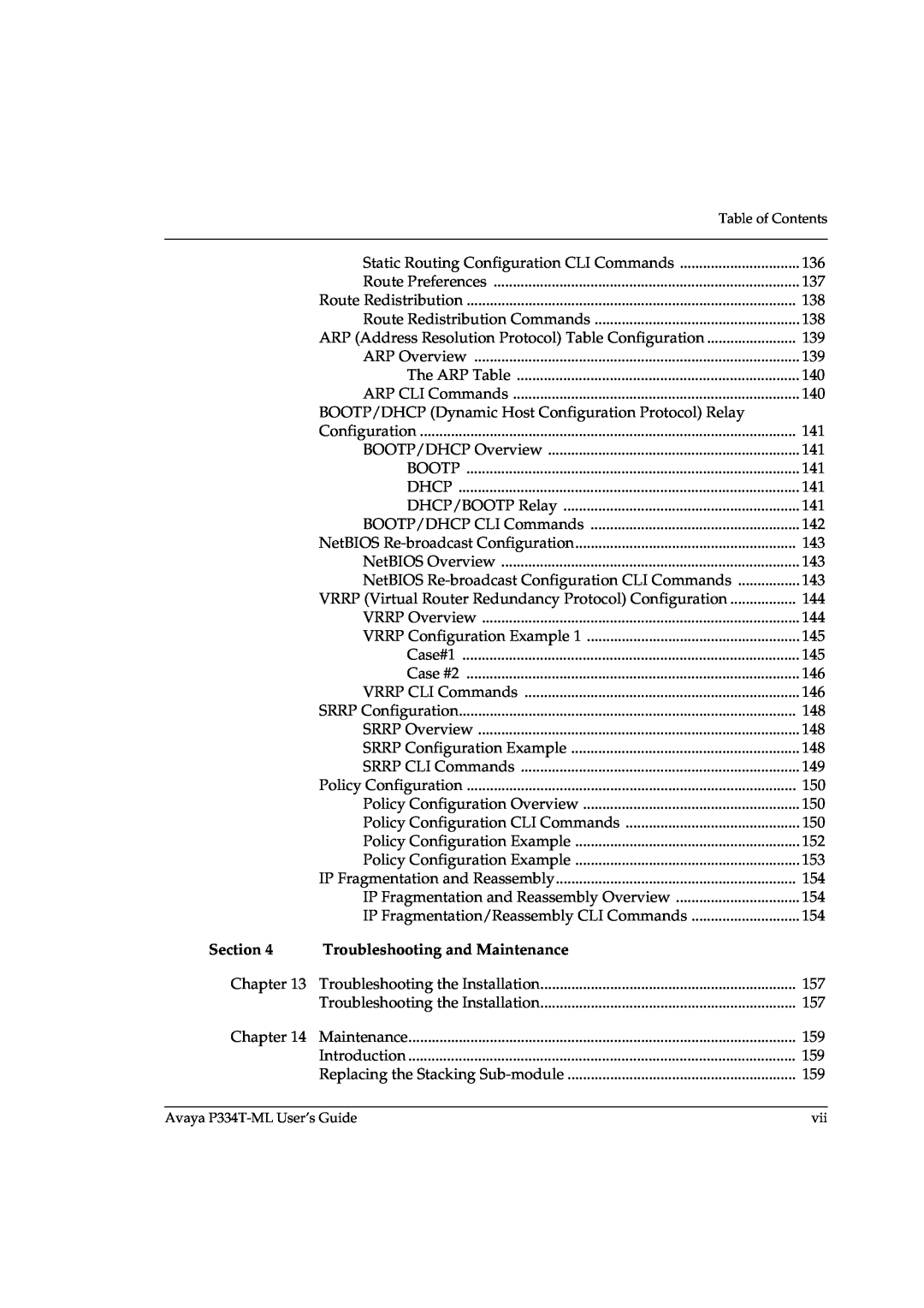 Avaya P3343T-ML manual Section, Troubleshooting and Maintenance 