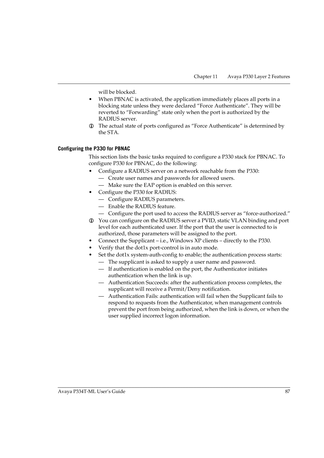 Avaya P334T-ML manual Configuring the P330 for Pbnac 