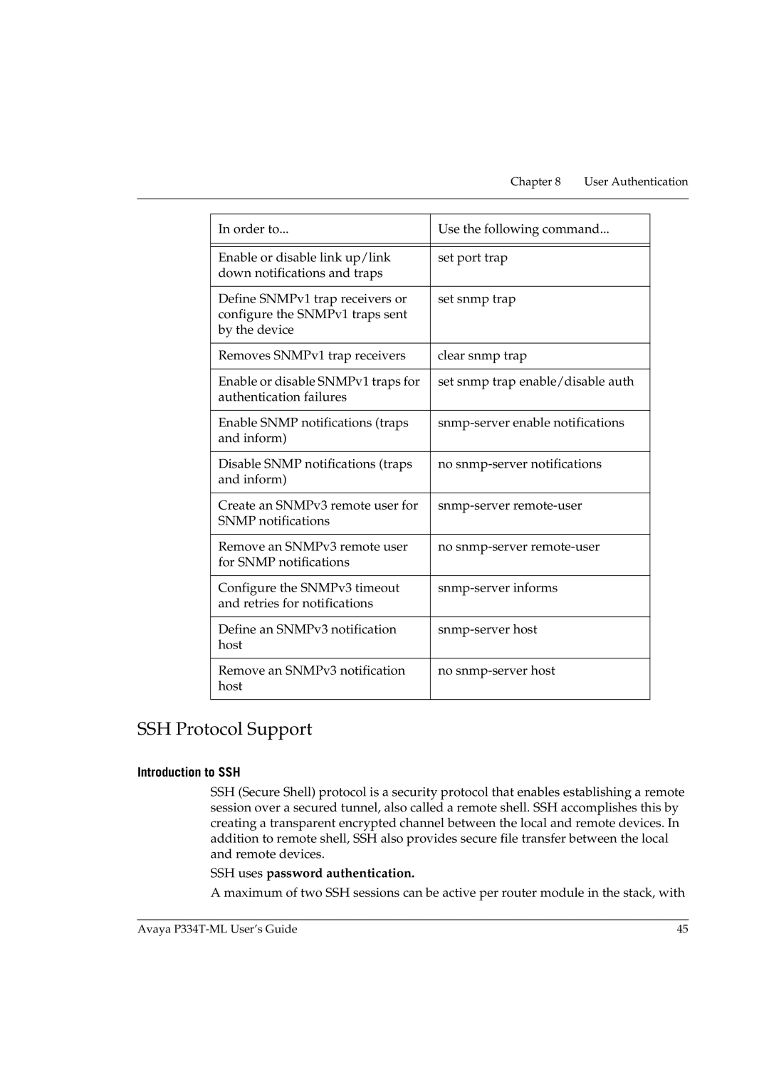 Avaya P334T-ML manual SSH Protocol Support, Introduction to SSH 