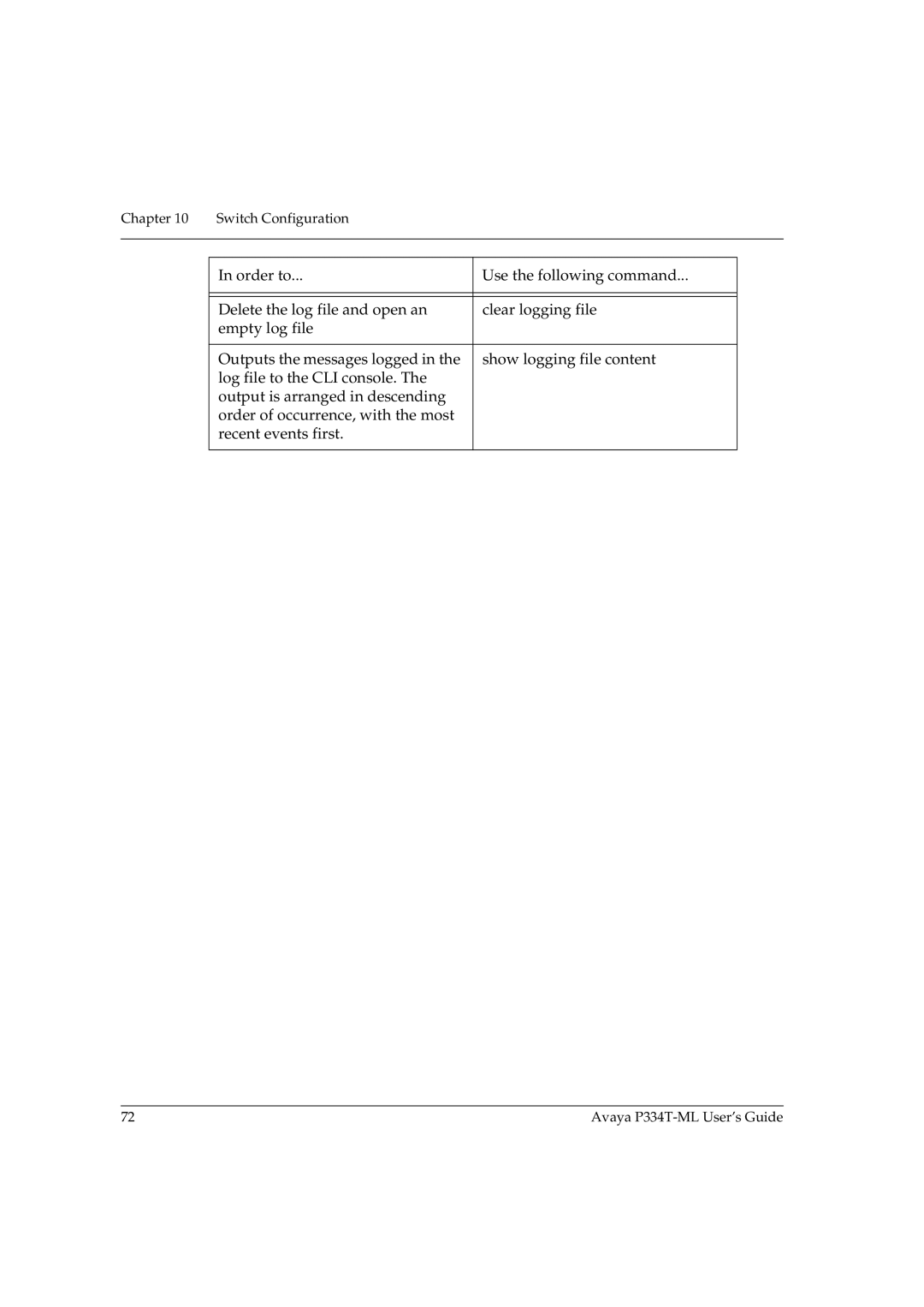 Avaya P334T-ML manual Switch Configuration 