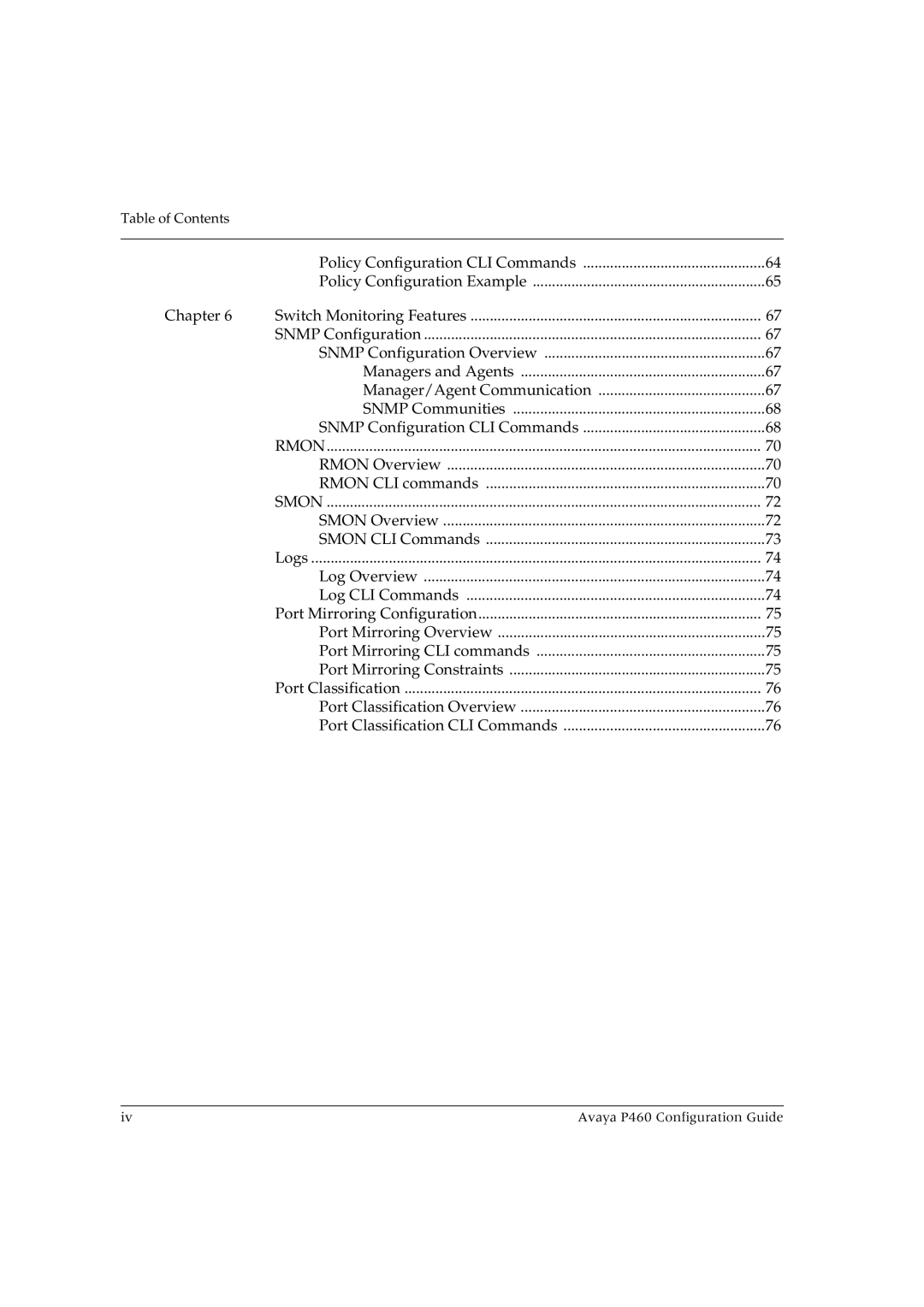 Avaya P460 manual Rmon 