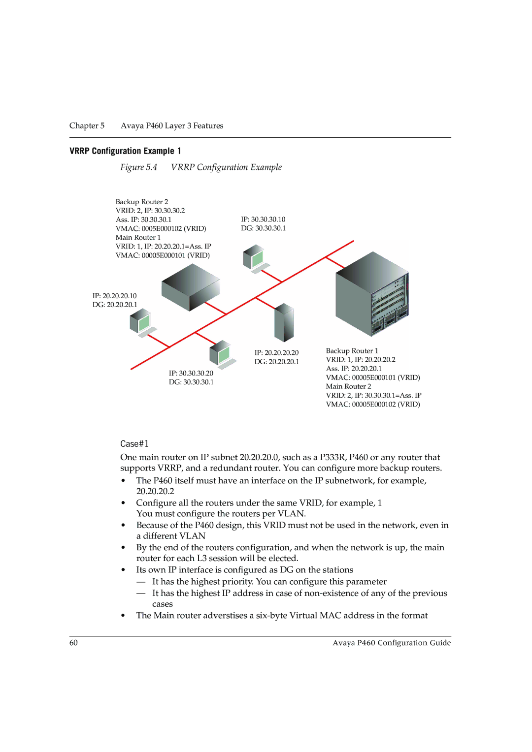 Avaya P460 manual Vrrp Configuration Example, Case#1 