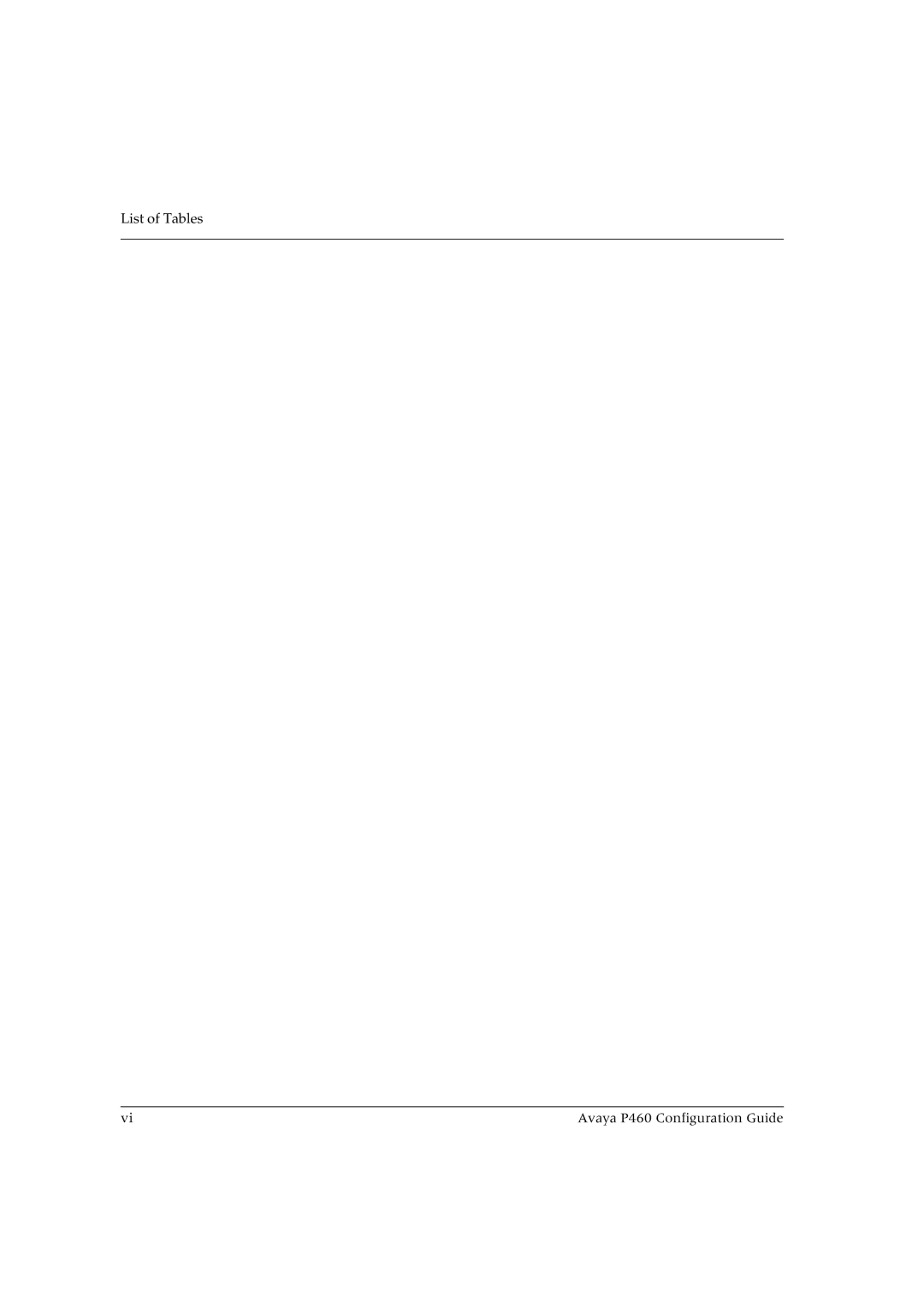 Avaya manual List of Tables Avaya P460 Configuration Guide 