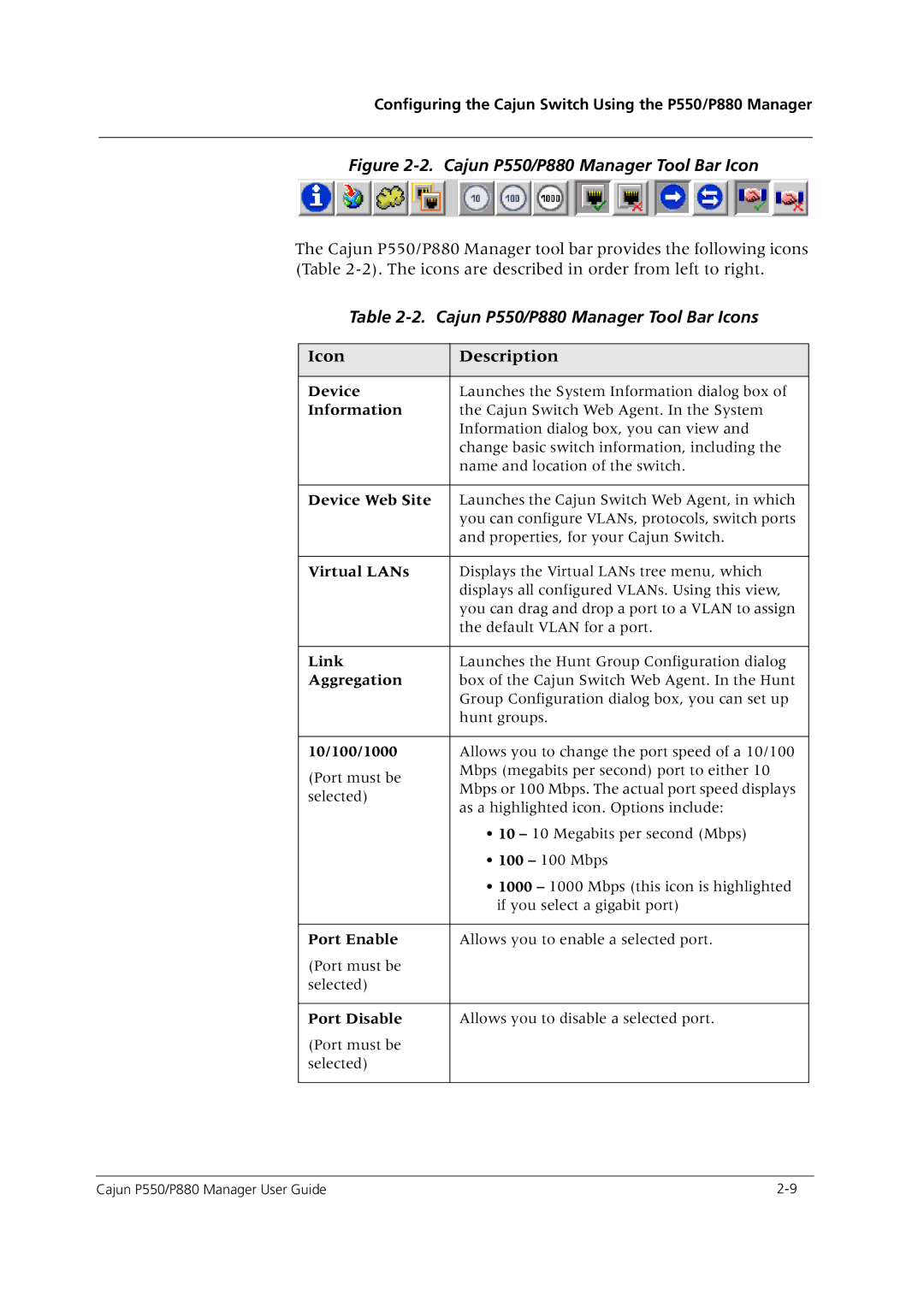 Avaya P550 manual Icon Description 