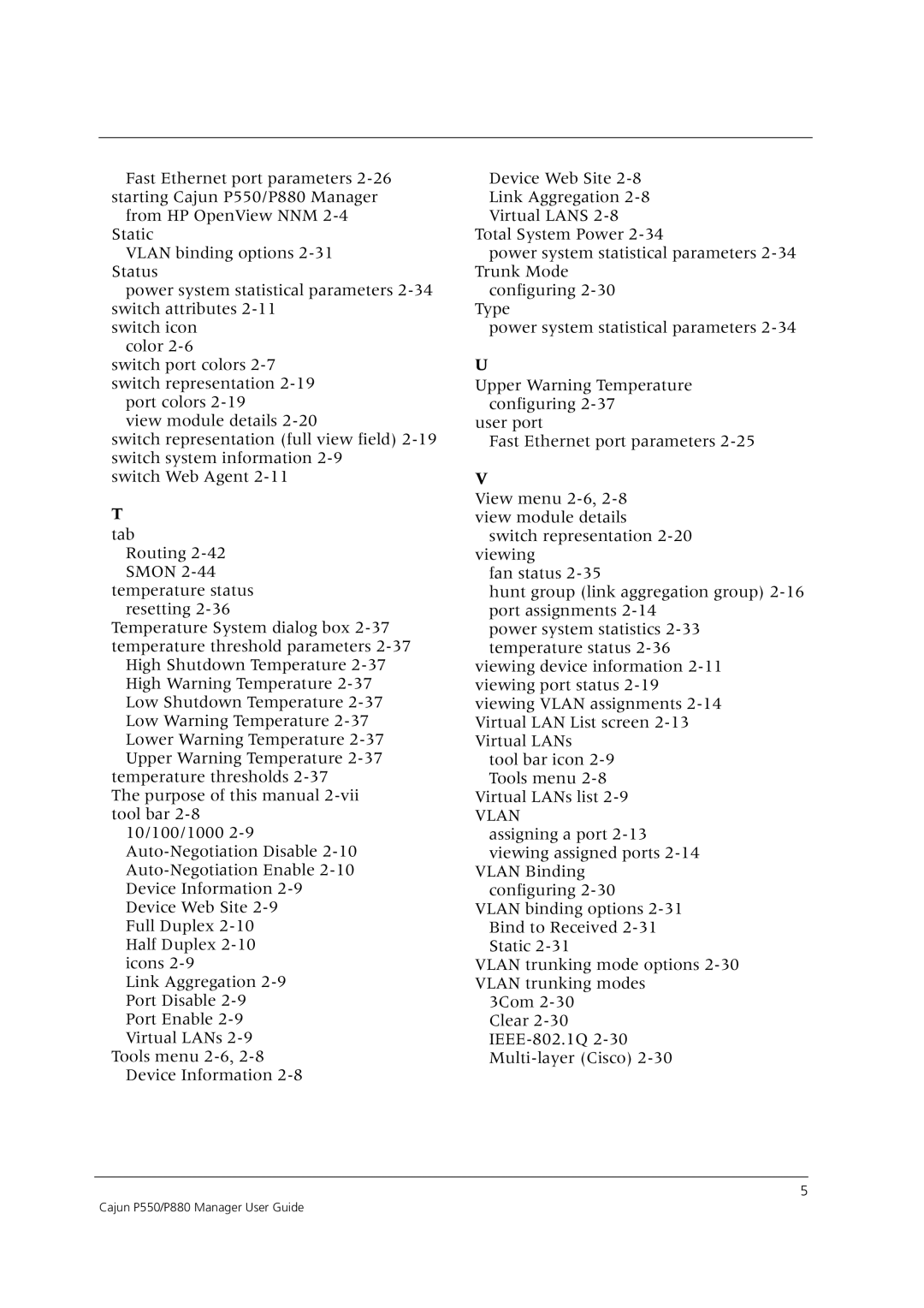 Avaya P550 manual Vlan 