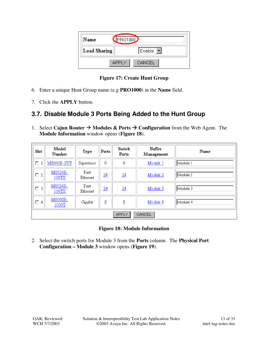 Avaya P882 manual Disable Module 3 Ports Being Added to the Hunt Group, Module Information 