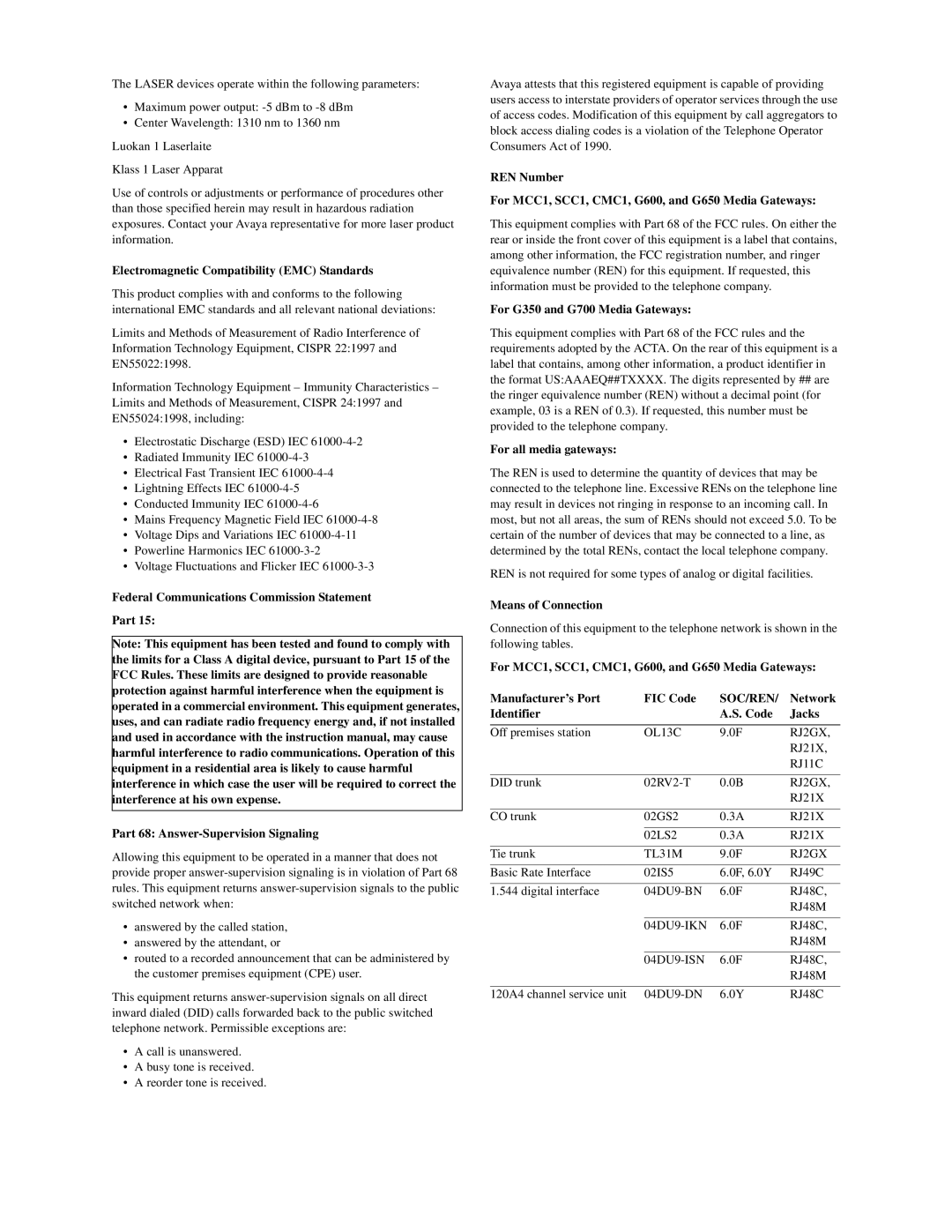 Avaya S8500 manual Soc/Ren 