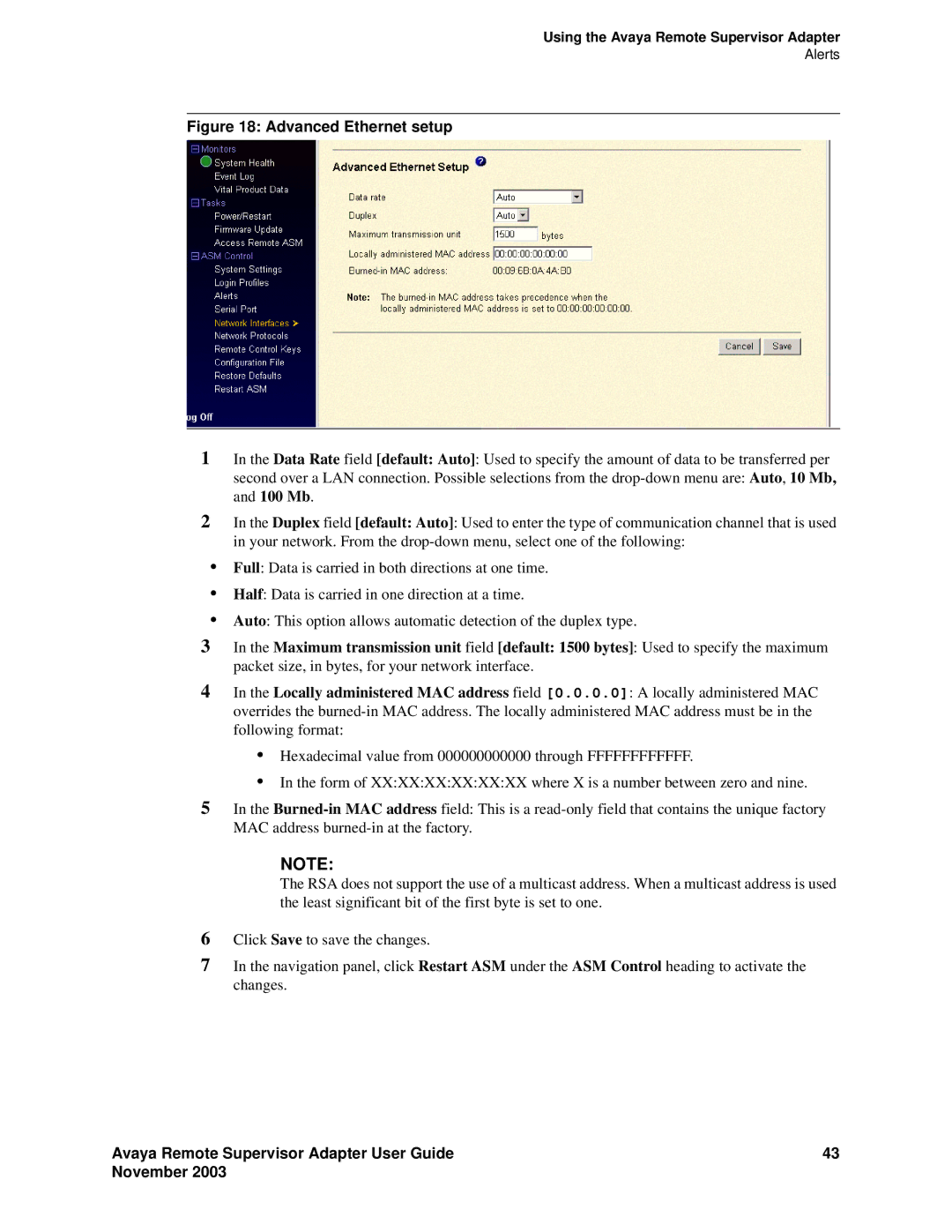 Avaya S8500 manual Advanced Ethernet setup 