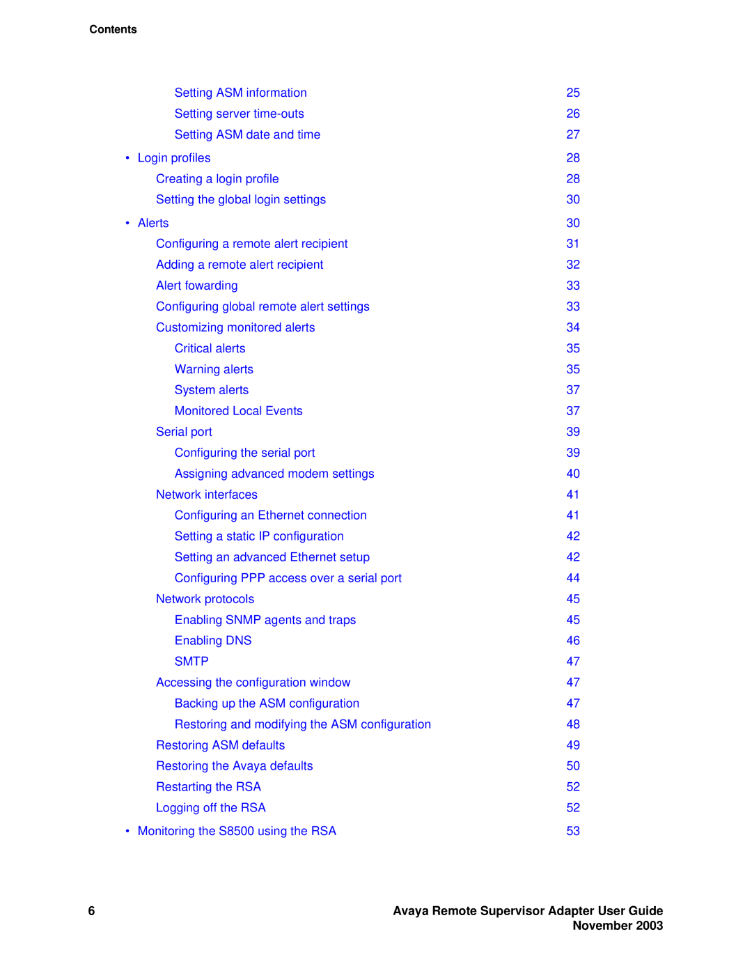 Avaya S8500 manual Avaya Remote Supervisor Adapter User Guide, November 