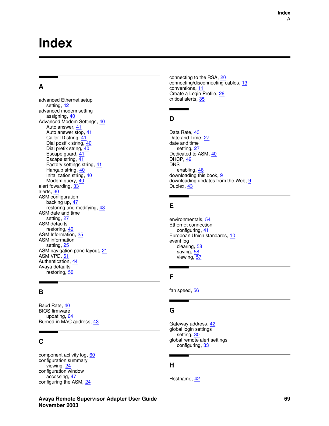 Avaya S8500 manual Index 