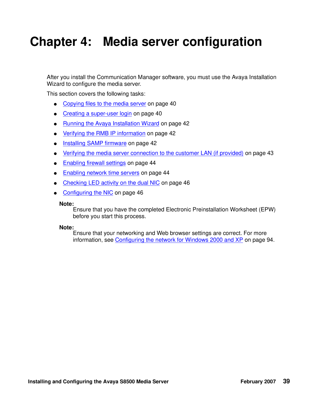 Avaya S8500 manual Media server configuration 