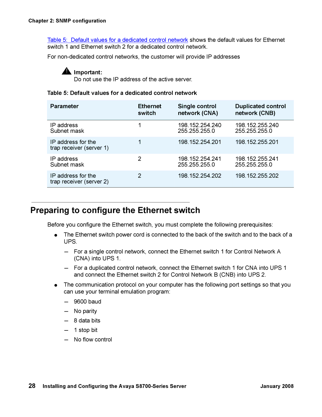 Avaya S8700 manual Preparing to configure the Ethernet switch 