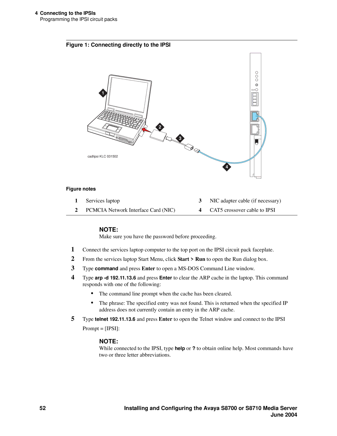 Avaya S8710 manual Connecting directly to the Ipsi 