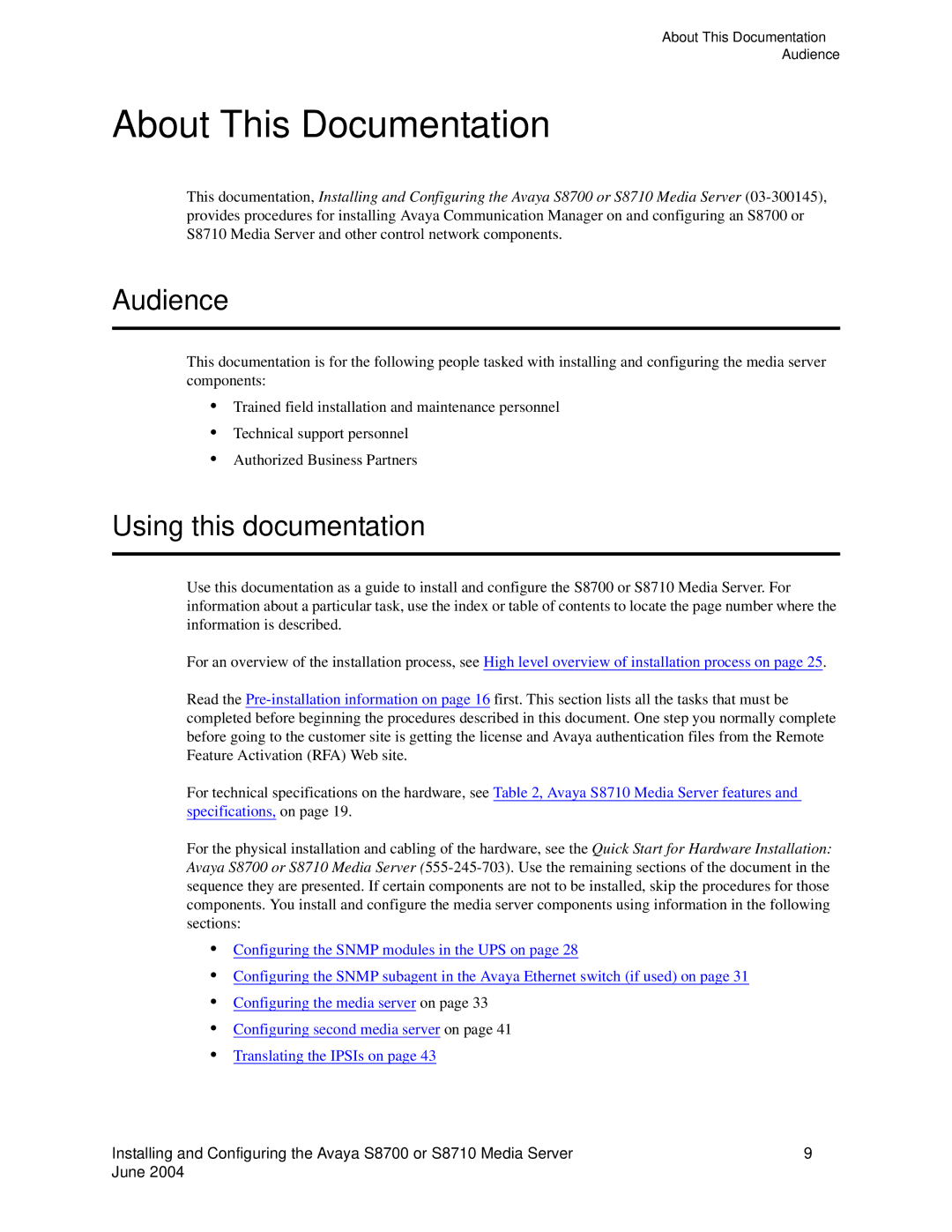 Avaya S8710 manual About This Documentation, Audience, Using this documentation 