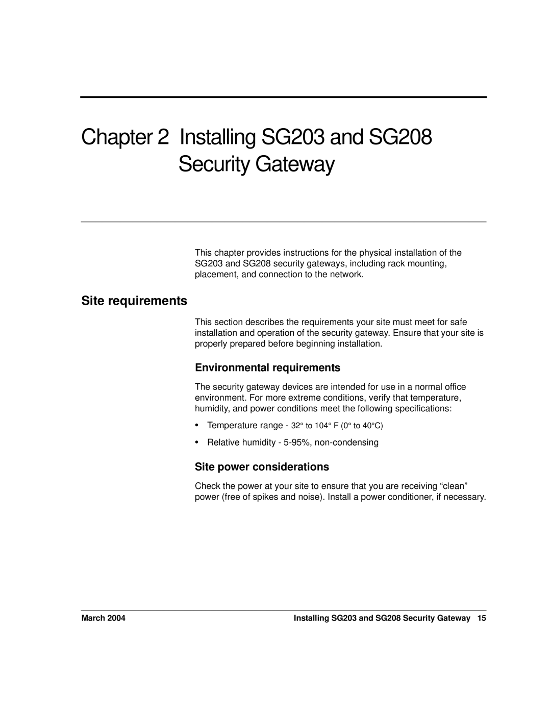 Avaya manual Installing SG203 and SG208 Security Gateway, Site requirements, Environmental requirements 