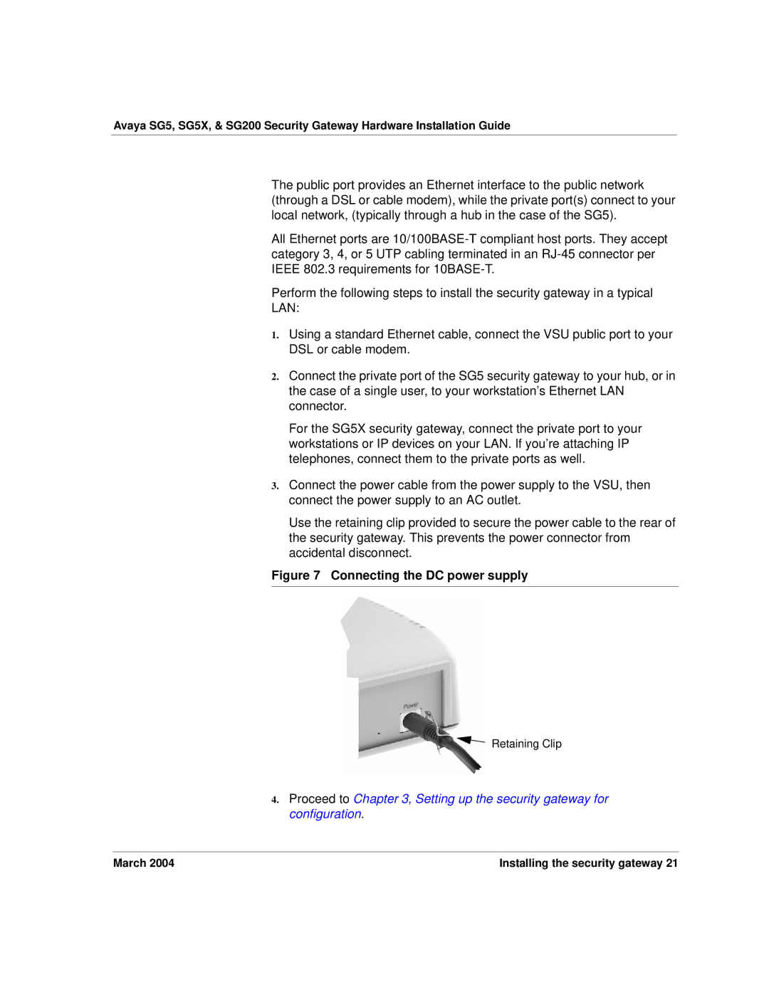 Avaya SG5X, SG200 manual Connecting the DC power supply 