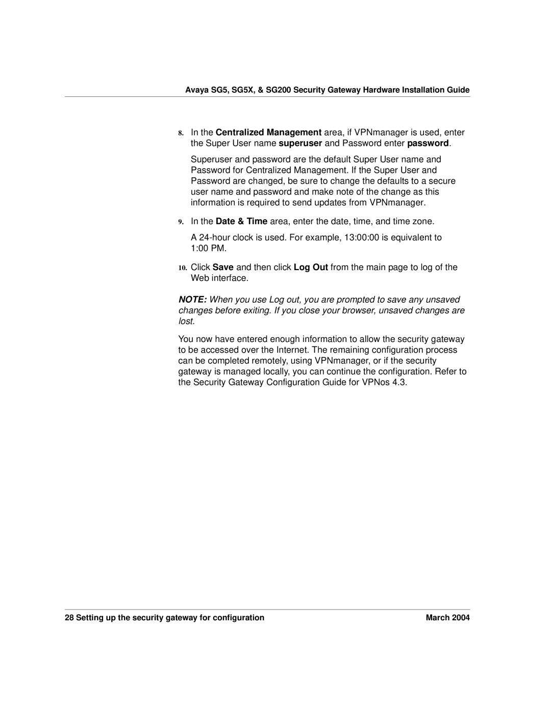 Avaya SG5X, SG200 manual Setting up the security gateway for configuration 