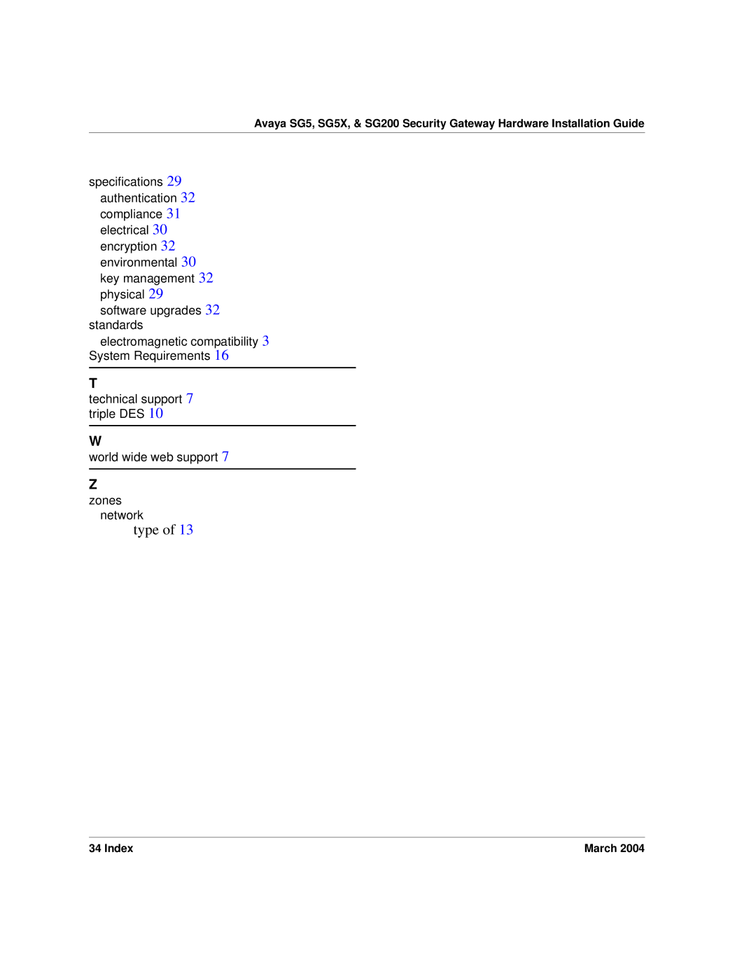 Avaya SG5X, SG200 manual Type 