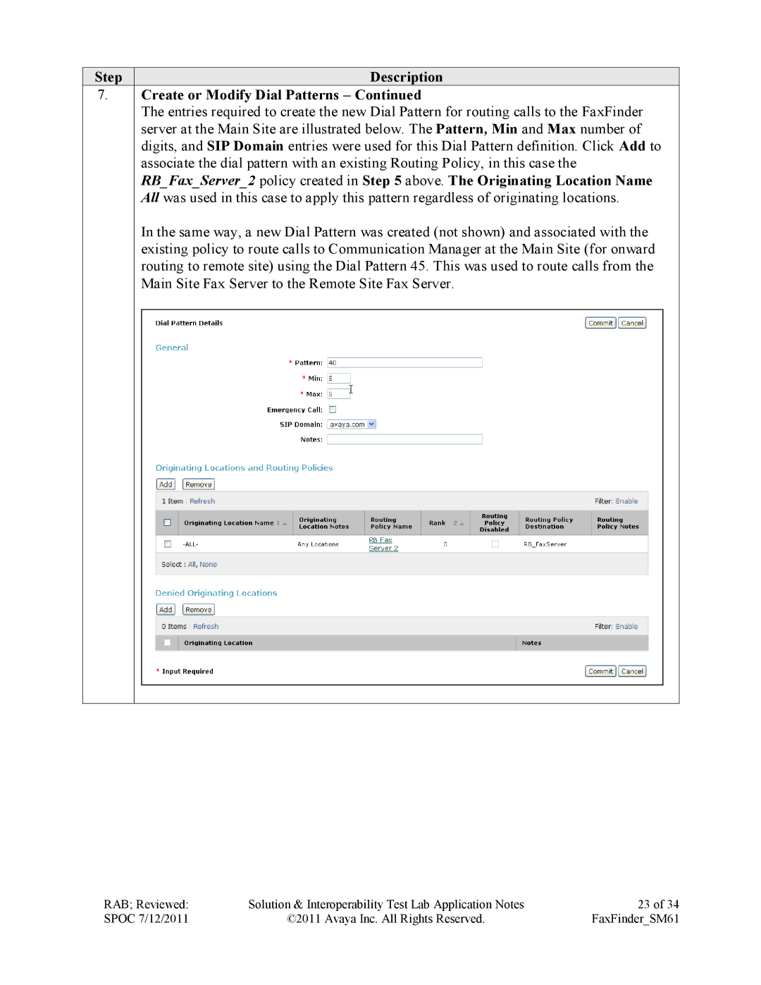 Avaya SM61 manual Step Description Create or Modify Dial Patterns 