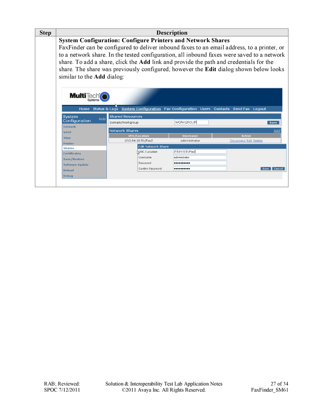 Avaya SM61 manual Similar to the Add dialog 