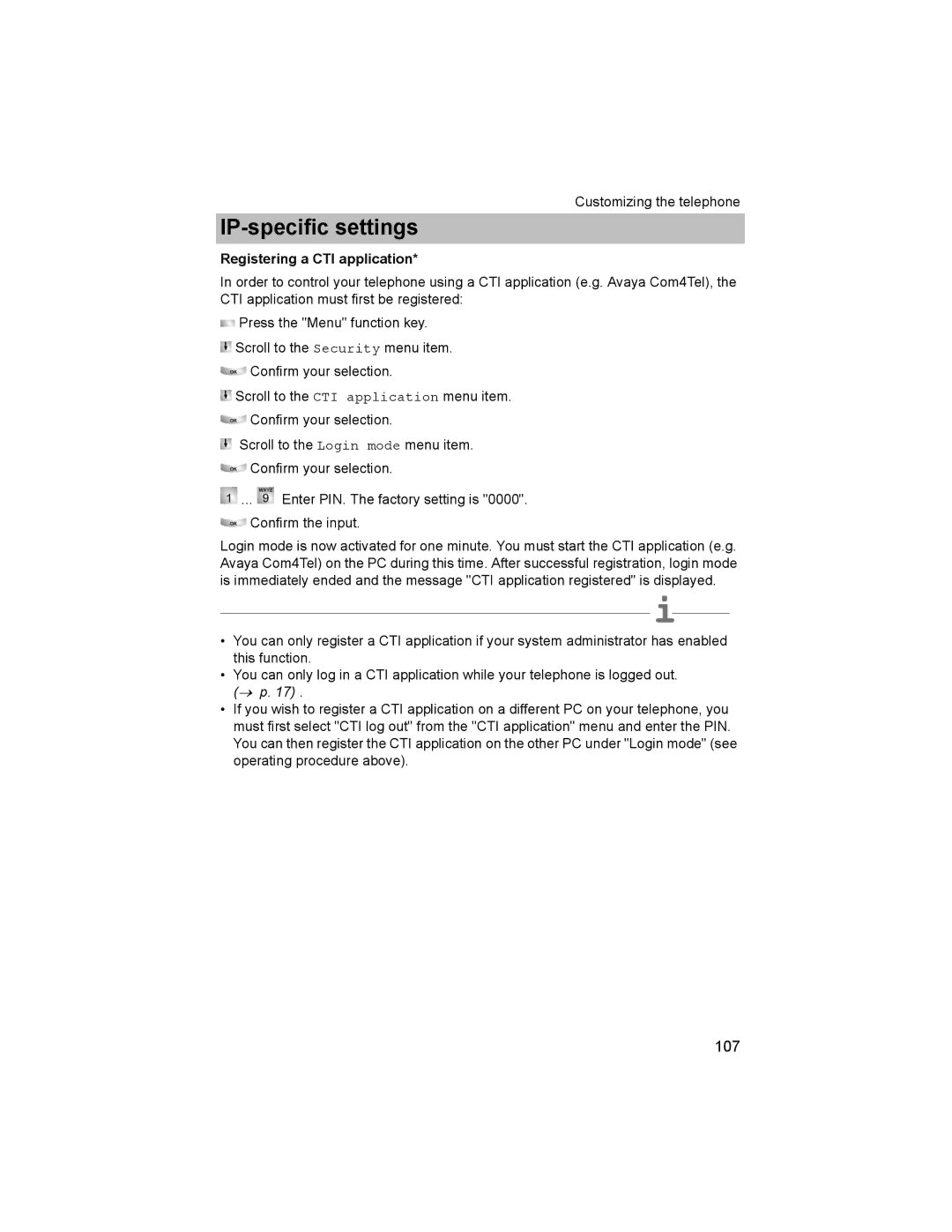 Avaya T3 (IP) Comfort manual Registering a CTI application 