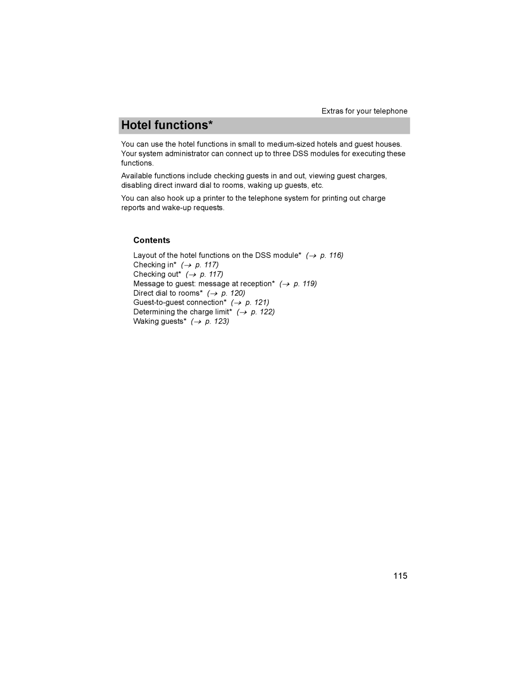 Avaya T3 (IP) Comfort manual Hotel functions 