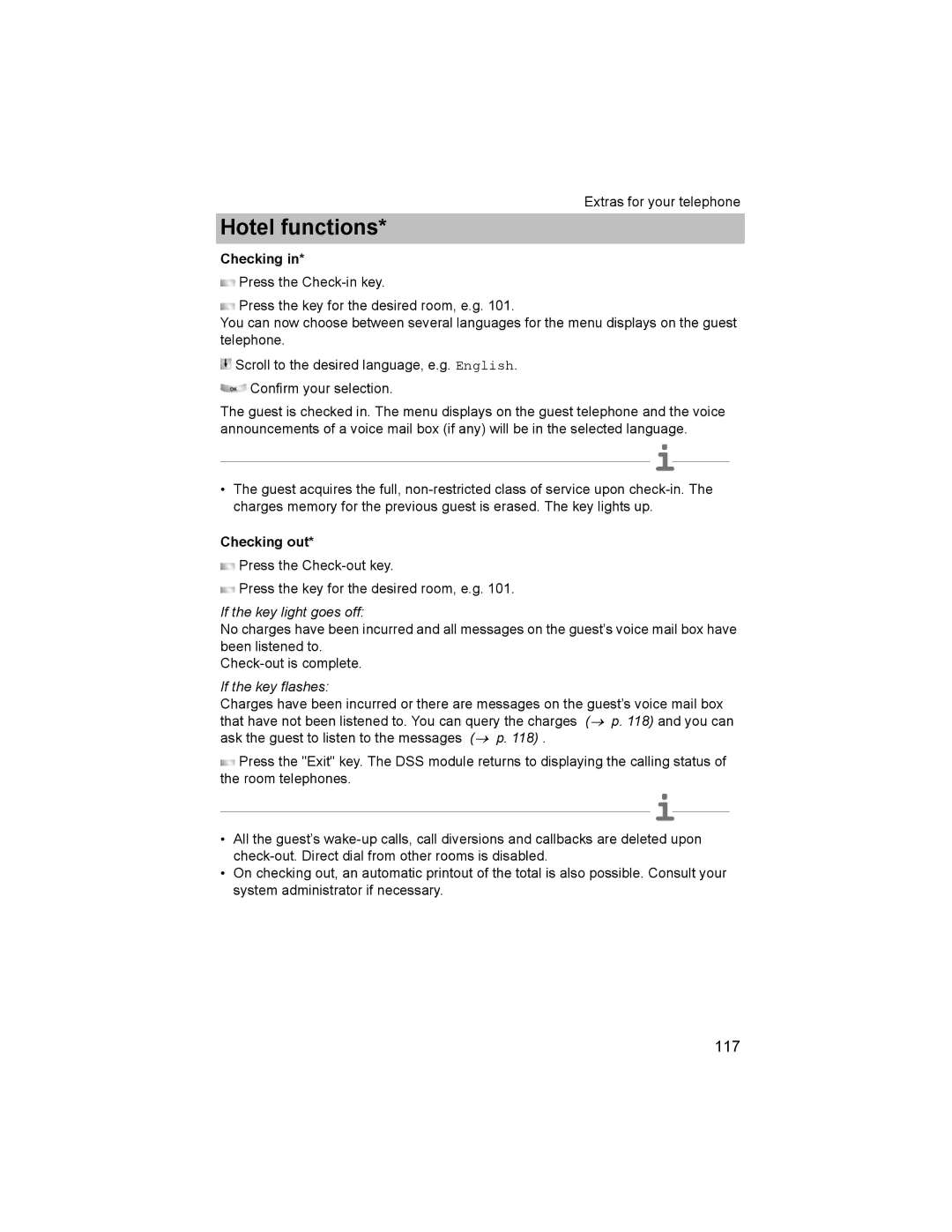 Avaya T3 (IP) Comfort manual Checking out 