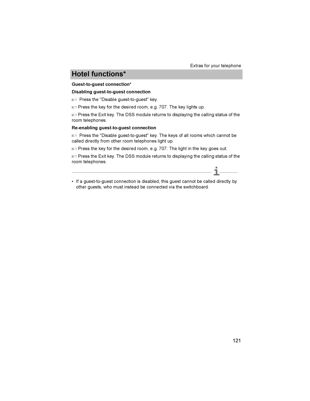 Avaya T3 (IP) Comfort manual Re-enabling guest-to-guest connection 