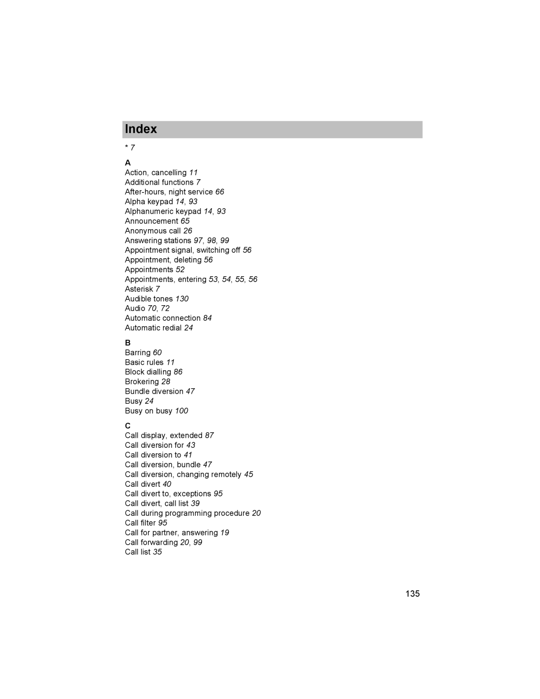 Avaya T3 (IP) Comfort manual Index 