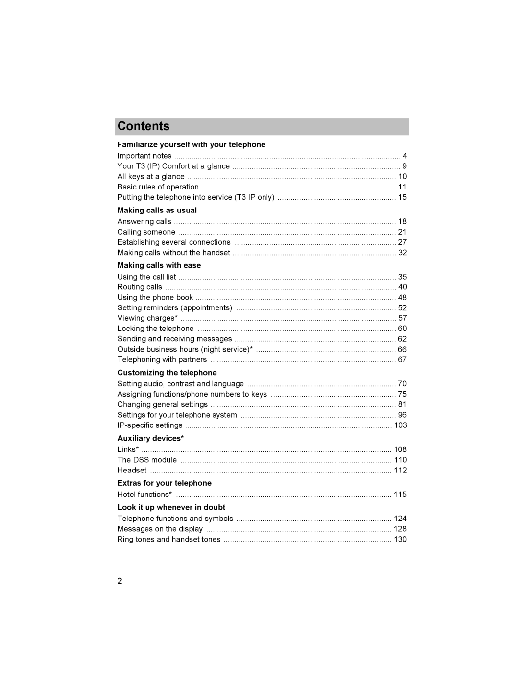 Avaya T3 (IP) Comfort manual Contents 