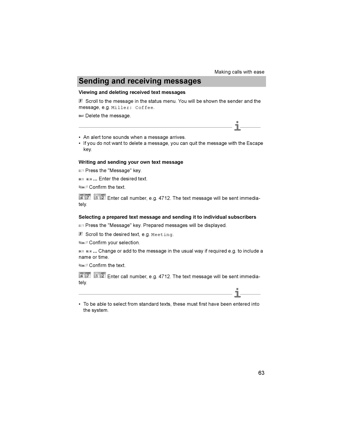 Avaya T3 (IP) Comfort manual Viewing and deleting received text messages, Writing and sending your own text message 