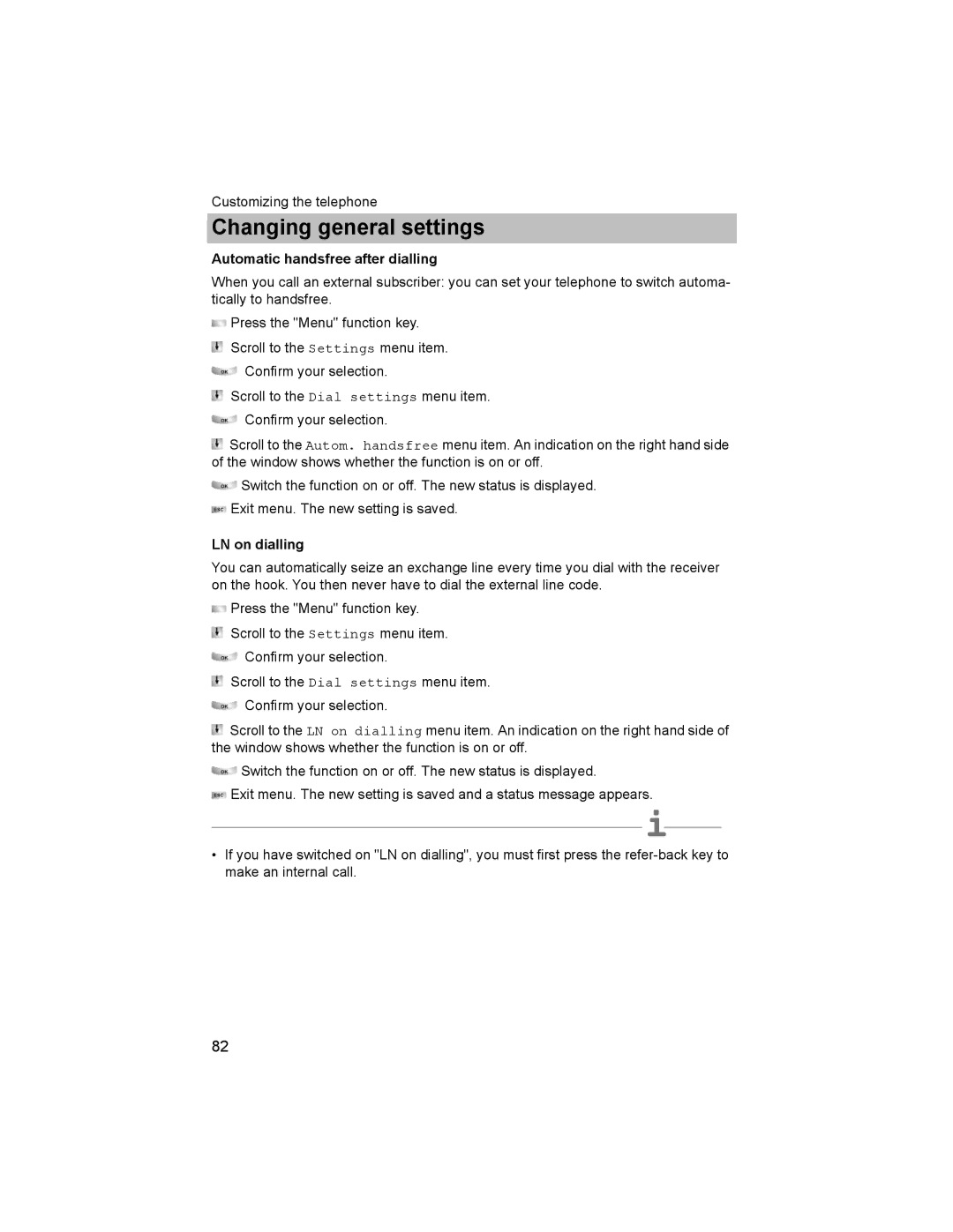 Avaya T3 (IP) Comfort manual Automatic handsfree after dialling, LN on dialling 