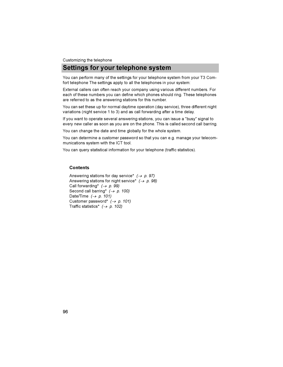 Avaya T3 (IP) Comfort manual Settings for your telephone system 