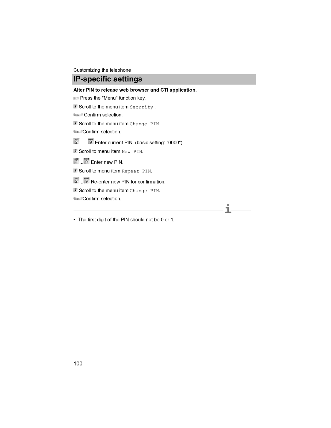 Avaya T3 (IP) Compact manual Alter PIN to release web browser and CTI application 