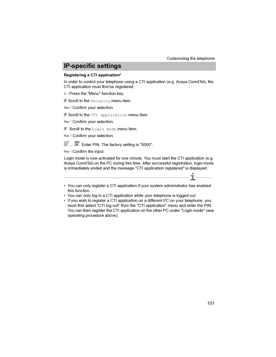 Avaya T3 (IP) Compact manual Registering a CTI application 