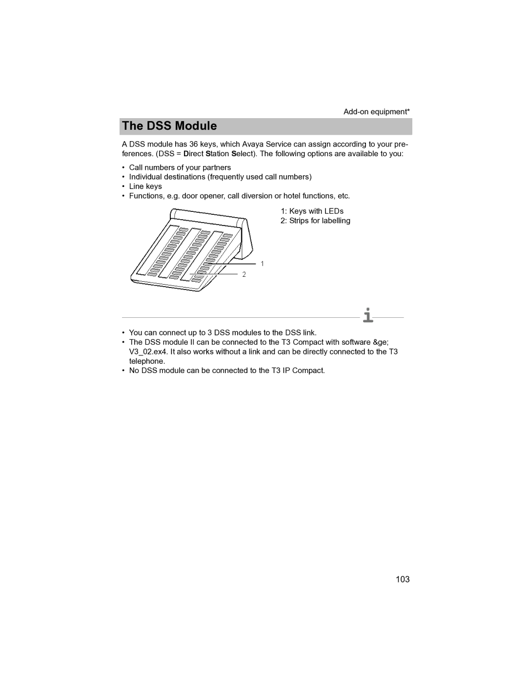 Avaya T3 (IP) Compact manual DSS Module 