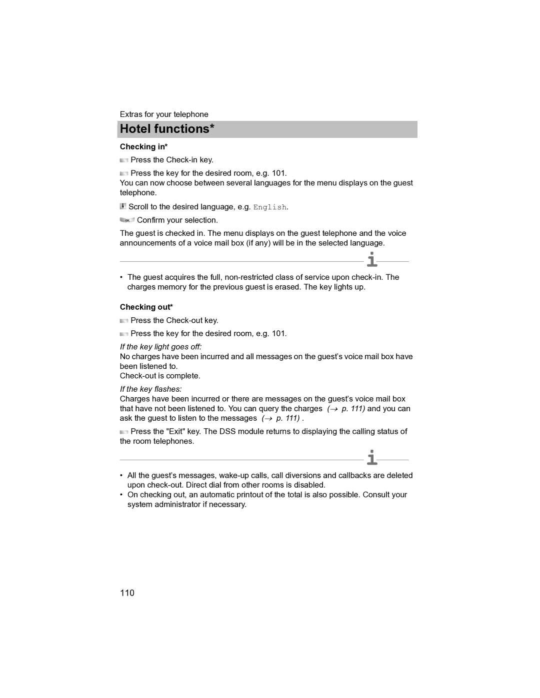 Avaya T3 (IP) Compact manual Checking out 