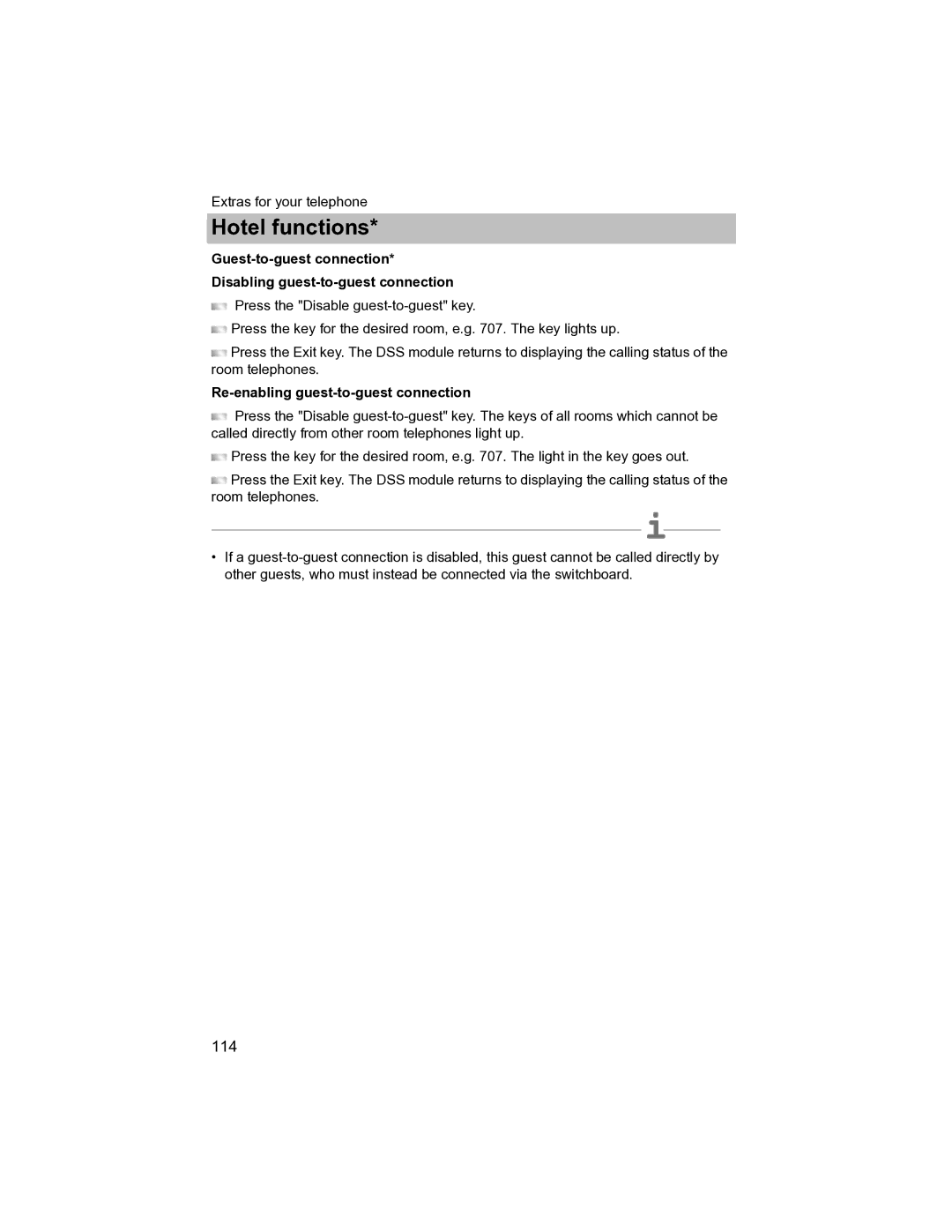 Avaya T3 (IP) Compact manual Re-enabling guest-to-guest connection 