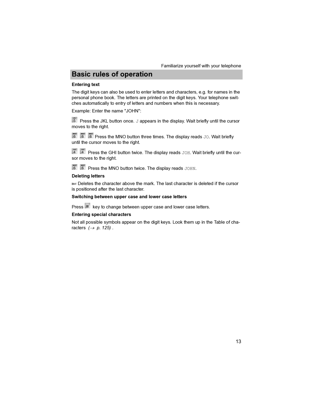 Avaya T3 (IP) Compact manual Entering text, Deleting letters, Switching between upper case and lower case letters 