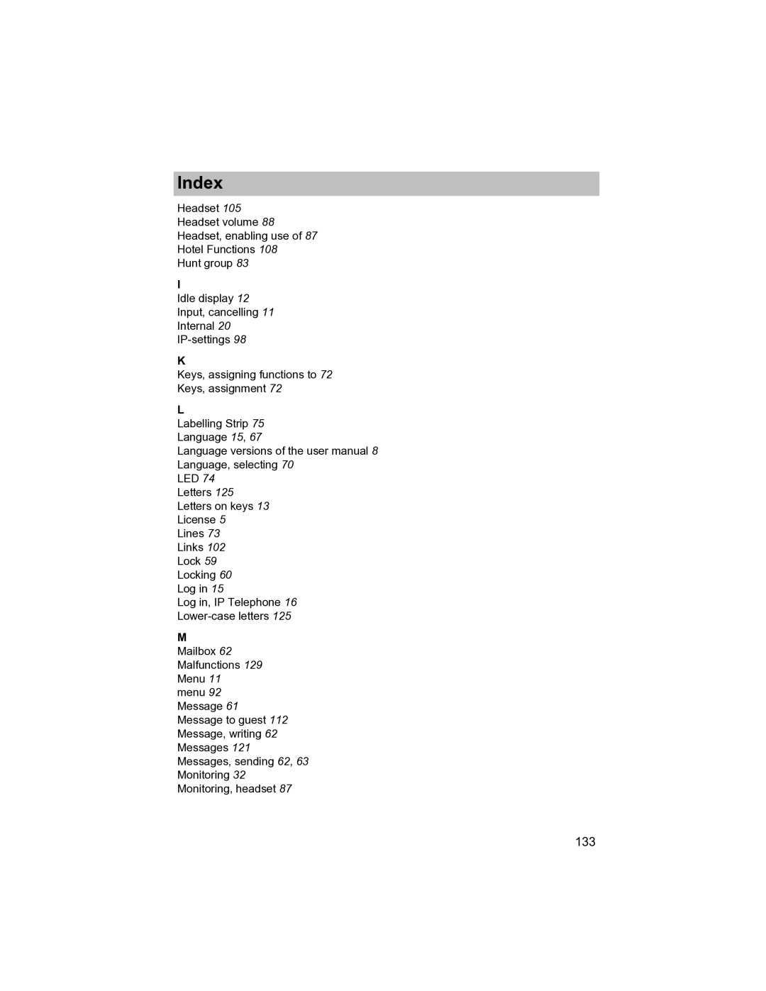 Avaya T3 (IP) Compact manual 133 