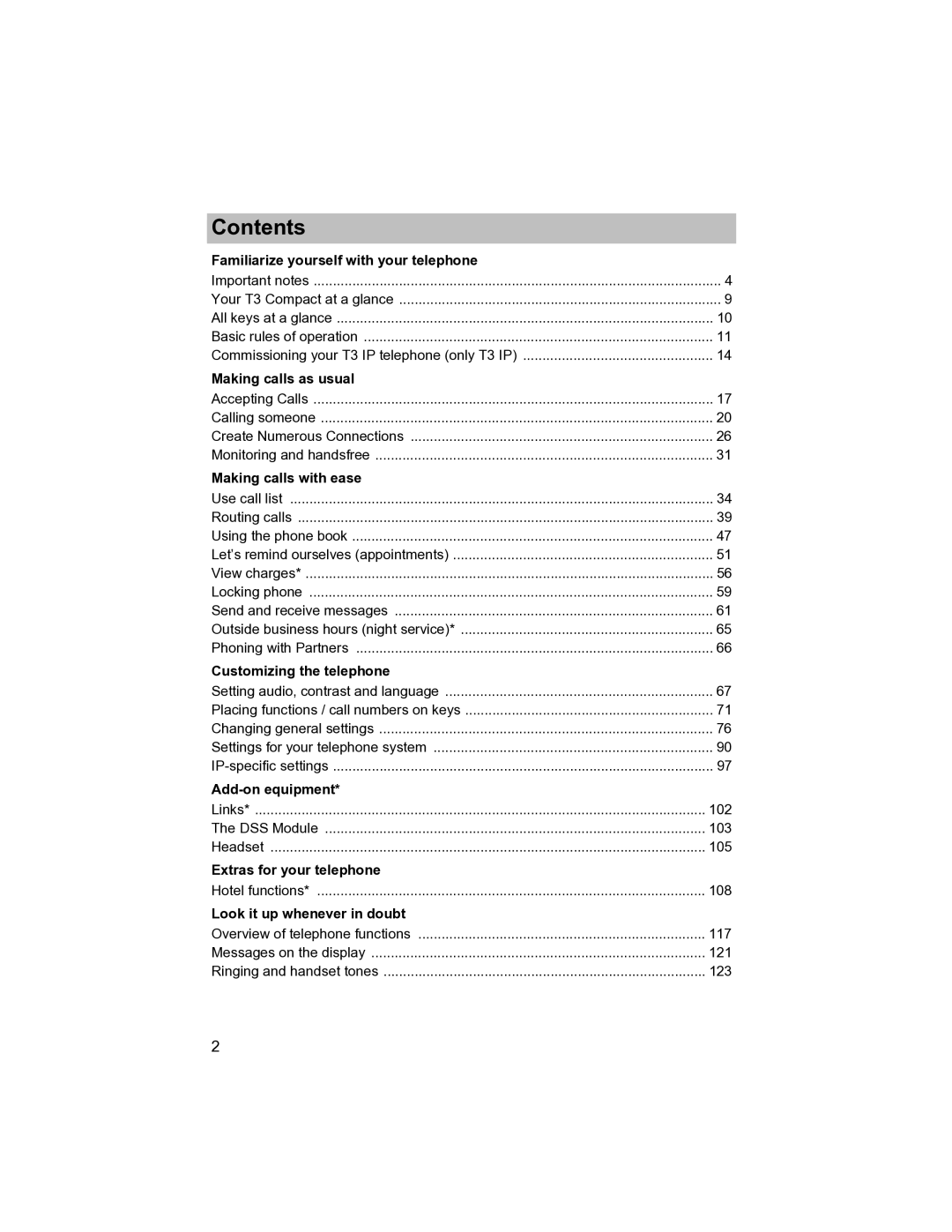 Avaya T3 (IP) Compact manual Contents 