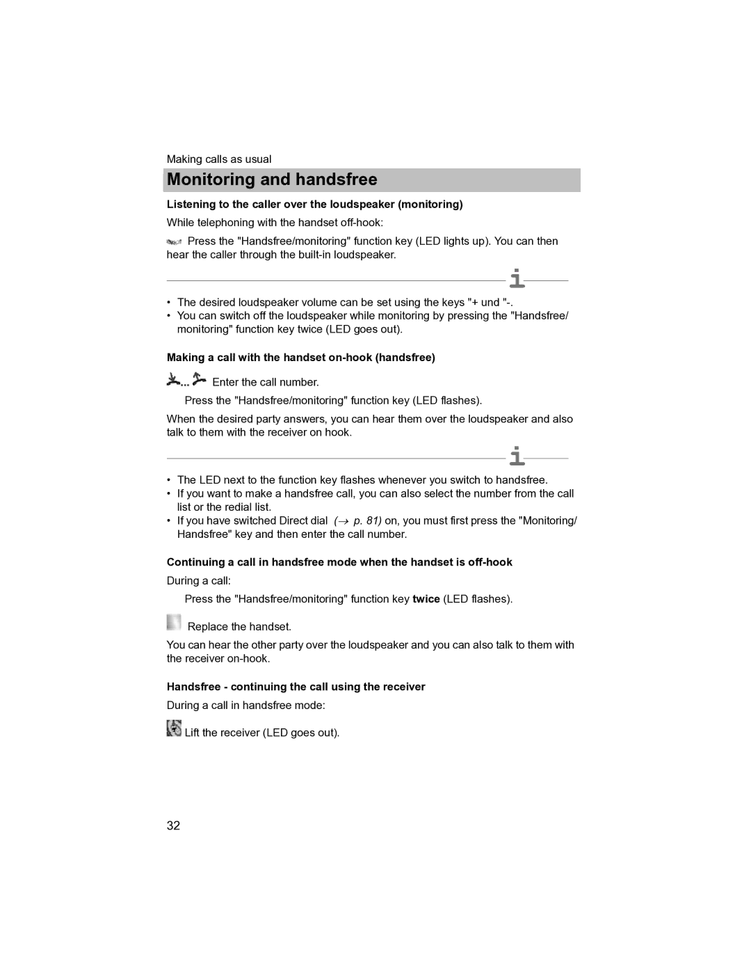 Avaya T3 (IP) Compact manual Listening to the caller over the loudspeaker monitoring 